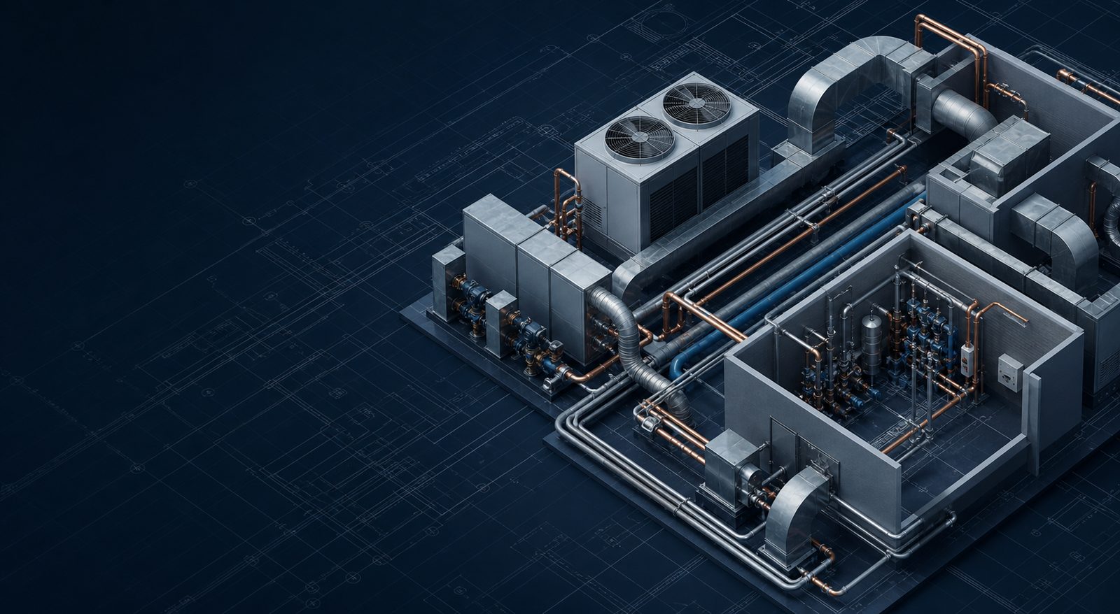 Modern HVAC and MEP engineering systems illustration