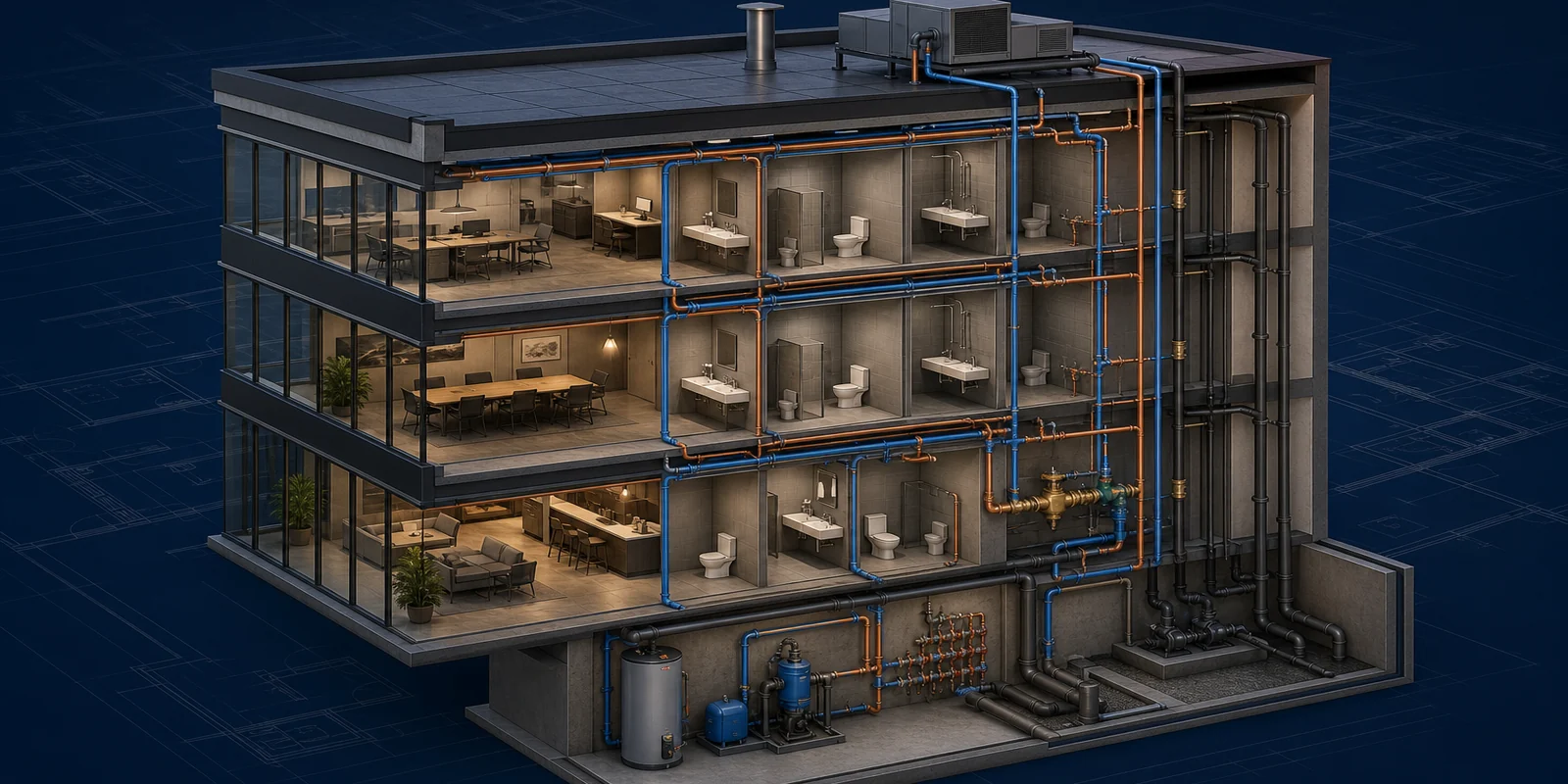 Premium coordinated plumbing design and riser visualization